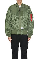 ALPHA INDUSTRIES MA-1 Mod Flight Jacket in Sage, view 5, click to view large image.