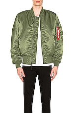 ALPHA INDUSTRIES MA-1 Blood Chit Bomber Jacket in Sage, view 4, click to view large image.