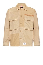 ALPHA INDUSTRIES Mixed Media Shirt Jacket in Vintage Khaki, view 1, click to view large image.