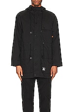 ALPHA INDUSTRIES M-65 Mod Hooded Field Jacket in Black, view 4, click to view large image.
