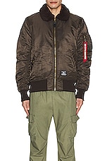 ALPHA INDUSTRIES B-15 Mod Flight Jacket in Chocolate, view 5, click to view large image.