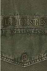 ALPHA INDUSTRIES Short Sleeve Washed Fatigue Shirt Jacket in Og-107 Green, view 3, click to view large image.