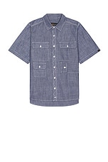 ALPHA INDUSTRIES Short Sleeve Multi Pocket Shirt in Replica Blue, view 1, click to view large image.