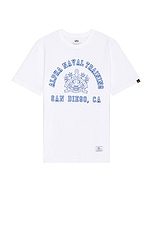 ALPHA INDUSTRIES Alpha Naval Base San Diego Tee in White, view 1, click to view large image.