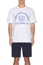 ALPHA INDUSTRIES Alpha Naval Base San Diego Tee in White, view 4, click to view large image.