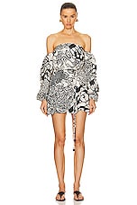 Alexis Ellora Dress in Black & Cream Print, view 1, click to view large image.