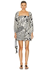 Alexis Ellora Dress in Black & Cream Print, view 2, click to view large image.