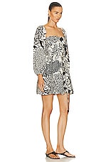 Alexis Ellora Dress in Black & Cream Print, view 3, click to view large image.