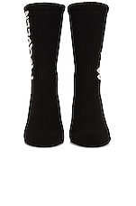 Alexander McQueen Socks Graffiti in Black & Ivory, view 2, click to view large image.