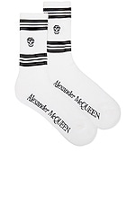 Alexander McQueen Socks Stripe in White & Black, view 1, click to view large image.