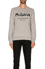 Alexander McQueen Graffiti Print Sweatshirt in Pale Grey, view 3, click to view large image.