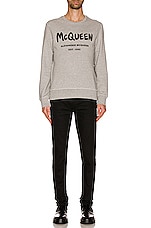 Alexander McQueen Graffiti Print Sweatshirt in Pale Grey, view 4, click to view large image.