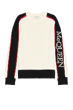 Alexander McQueen Crew Neck Long Sleeve in Ivory, Black, & Dk Red, view 1, click to view large image.