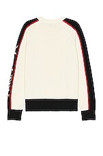 Alexander McQueen Crew Neck Long Sleeve in Ivory, Black, & Dk Red, view 2, click to view large image.