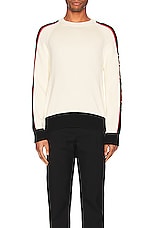 Alexander McQueen Crew Neck Long Sleeve in Ivory, Black, & Dk Red, view 3, click to view large image.