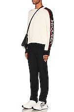 Alexander McQueen Crew Neck Long Sleeve in Ivory, Black, & Dk Red, view 4, click to view large image.