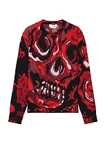 Alexander McQueen Skull Sweater in Black & Lust Red, view 1, click to view large image.