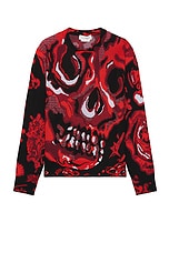 Alexander McQueen Skull Sweater in Black & Lust Red, view 1, click to view large image.