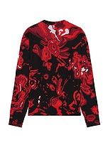 Alexander McQueen Skull Sweater in Black & Lust Red, view 2, click to view large image.