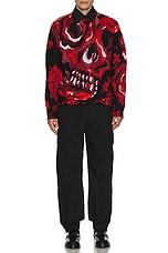 Alexander McQueen Skull Sweater in Black & Lust Red, view 4, click to view large image.
