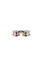 Alexander McQueen Twin Skull Ring in Silver, view 1, click to view large image.