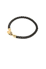 Alexander McQueen Skull Chain Leather Bracelet in Black, view 1, click to view large image.