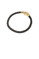 Alexander McQueen Skull Chain Leather Bracelet in Black, view 2, click to view large image.