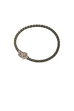 Alexander McQueen Leather Cord Skull Bracelet in Military Green, view 1, click to view large image.