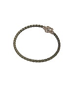 Alexander McQueen Leather Cord Skull Bracelet in Military Green, view 2, click to view large image.