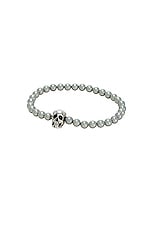 Alexander McQueen Skull Beaded Bracelet in Silver, view 1, click to view large image.