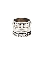 Alexander McQueen Punk Multilayer Ring in Light Antique Silver, view 1, click to view large image.