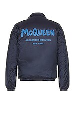 Alexander McQueen Graffiti Logo Blouson in Navy & Cobalt, view 1, click to view large image.