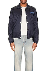 Alexander McQueen Graffiti Logo Blouson in Navy & Cobalt, view 3, click to view large image.
