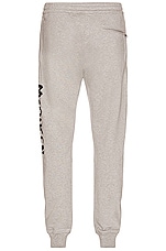 Alexander McQueen Graffiti Print Straight Leg Joggers in Pale Grey & Black, view 2, click to view large image.