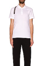 Alexander McQueen Logo Tape Harness Polo in White, view 3, click to view large image.