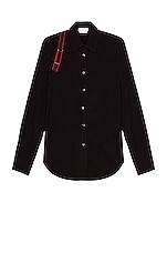Alexander McQueen Logo Tape Harness Shirt in Black, view 1, click to view large image.