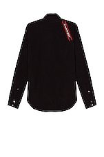 Alexander McQueen Logo Tape Harness Shirt in Black, view 2, click to view large image.
