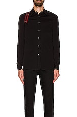 Alexander McQueen Logo Tape Harness Shirt in Black, view 3, click to view large image.