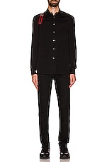 Alexander McQueen Logo Tape Harness Shirt in Black, view 4, click to view large image.