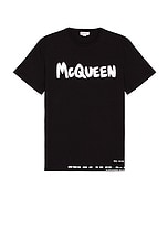 Alexander McQueen T-Shirt in Black & Mix, view 1, click to view large image.