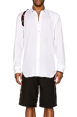 Alexander McQueen Organic Stretch Popline Shirt in White, view 3, click to view large image.