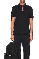 Alexander McQueen Logo Tape Dtl Polo in Black & Mix, view 3, click to view large image.