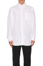 Alexander McQueen Oversized Drop Shoulder Shirt in White, view 3, click to view large image.
