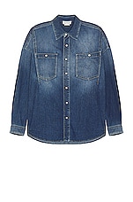 Alexander McQueen Dart Denim Shirt in Blue Washed, view 1, click to view large image.