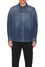 Alexander McQueen Dart Denim Shirt in Blue Washed, view 3, click to view large image.