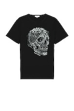 Alexander McQueen Crystal Skull Print T-shirt in Black & White, view 1, click to view large image.