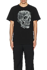Alexander McQueen Crystal Skull Print T-shirt in Black & White, view 4, click to view large image.