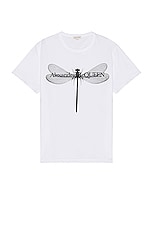 Alexander McQueen Dragonfly Print T-shirt in White & Black, view 1, click to view large image.