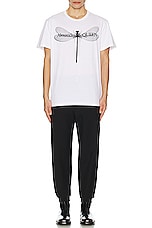 Alexander McQueen Dragonfly Print T-shirt in White & Black, view 4, click to view large image.