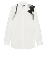 Alexander McQueen Dragonfly Printed Shirt in White & Black, view 1, click to view large image.